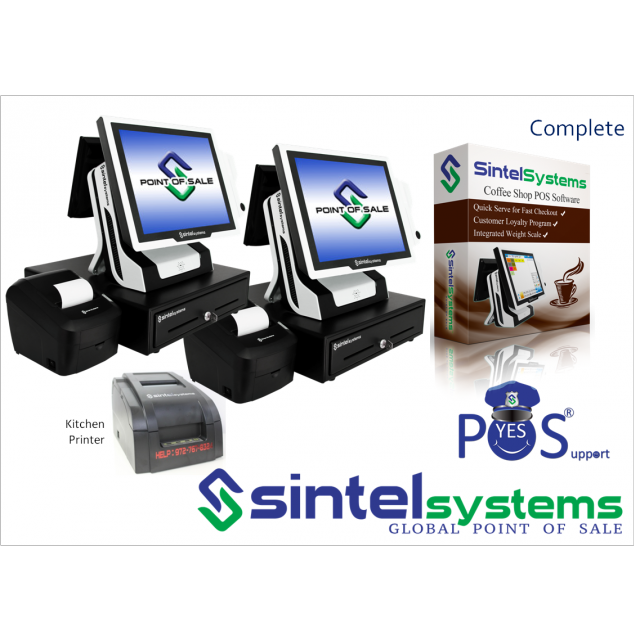 Coffee Shop POS | Advanced Model 5i-RS | 2 Terminals | All-In-One Touch System