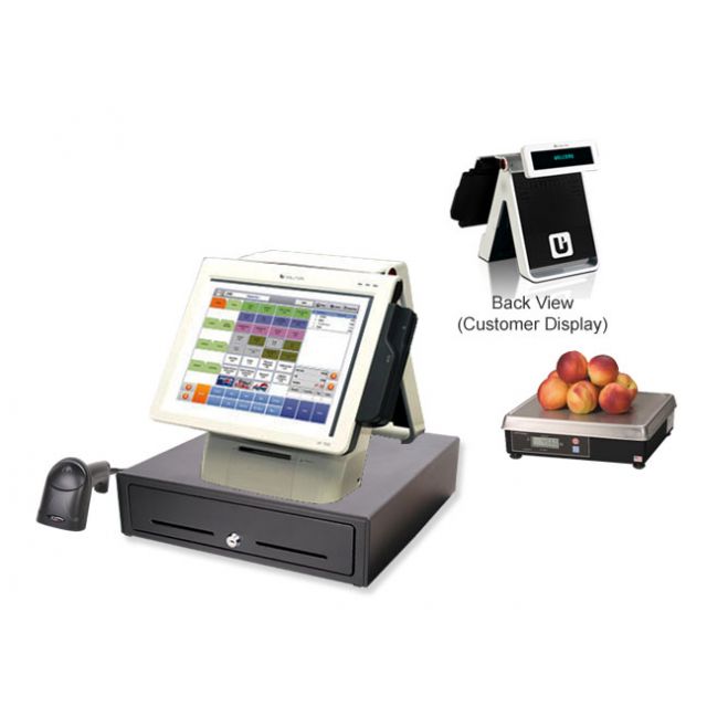 Produce POS with Scale | Advanced Model 7A-RS | 2 Terminals | True All-In-One Touch System w/ Built-In Printer (POS Model Type)