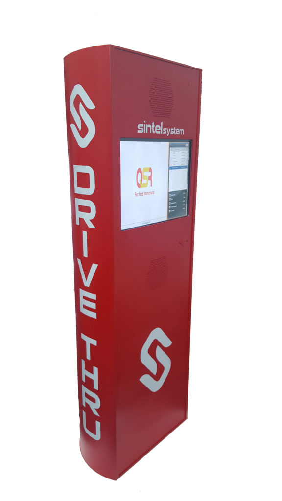 drive thru-Sintel System-POS-Front-View-Red